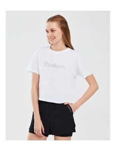 Skechers Graphic Kadın Beyaz Yuvarlak Yaka Tişört
