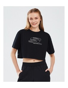 Skechers Graphic Kadın Siyah Yuvarlak Yaka Tişört