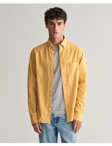 Gant Erkek Sarı Regular Fit Düğmeli Yaka Çizgili Oxford Gömlek