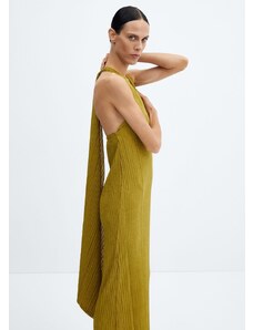 Mango Kadın Arkası Açık Pilili Elbise Zeytin Yeşili