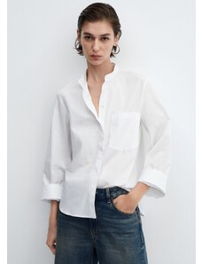 Mango Kadın Düğmeli Pamuklu Bluz Kırık Beyaz