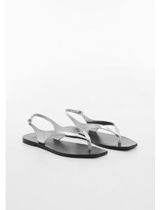 Mango Kadın Deri Bantlı Sandalet Gümüş Rengi