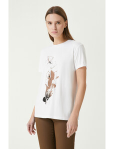 NetWork Beyaz Çiçek Baskılı T-shirt