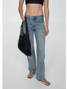 Mango Kadın Orta Bel Düz Kesim Jean Orta Vintage Mavi