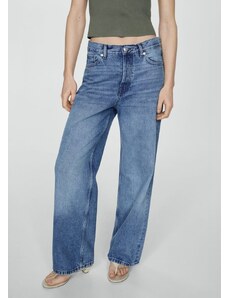 Mango Kadın Orta Bel Wideleg Jean Pantolon Donuk Mavi