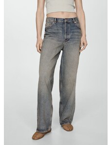Mango Kadın Orta Bel Wideleg Jean Pantolon Koyu Vintage Mavi