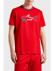 Paul & Shark Baskılı Bisiklet Yaka % 100 Pamuk Regular Fit Erkek T Shirt 22411054 577 Kırmızı