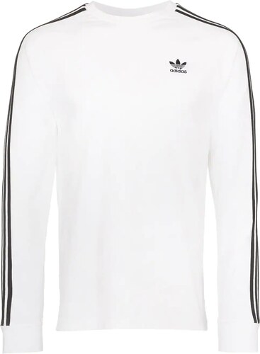 adidas white three stripe sweatshirt