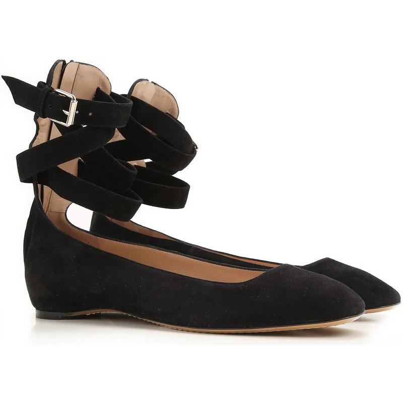 Valentino Garavani Kadınlar İçin Babet Ayakkabılar Balerin Ayakkabıları Düz Ayakkabılar Outlet’te İndirimli Satış Siyah Süet Deri 2023 9 9.5