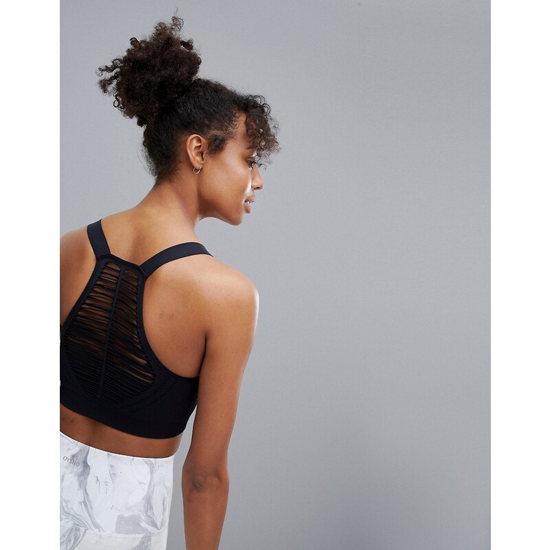 Oysho Sports Bra with Racer Back Detailing Plain In Black