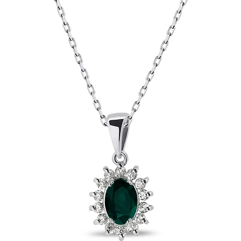 Arya Pırlanta 0 73 Karat Pırlantalı Zümrüt Kolye