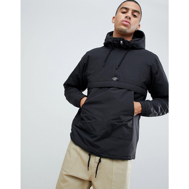 Pull Bear Half Zip Padded Jacket In Black With Hood Black Glami