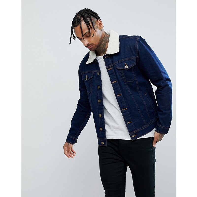 Denim jacket borg clearance collar