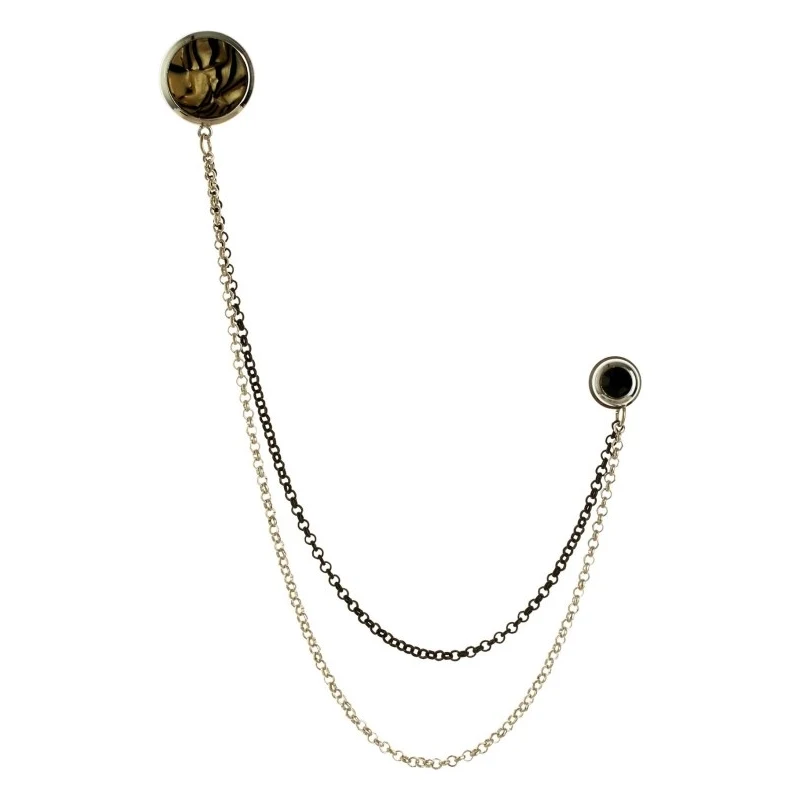 Kravatkolik Stoned Chain Collar Pin YI114 Kravatkolik Stoned Chain Collar Pin YI114