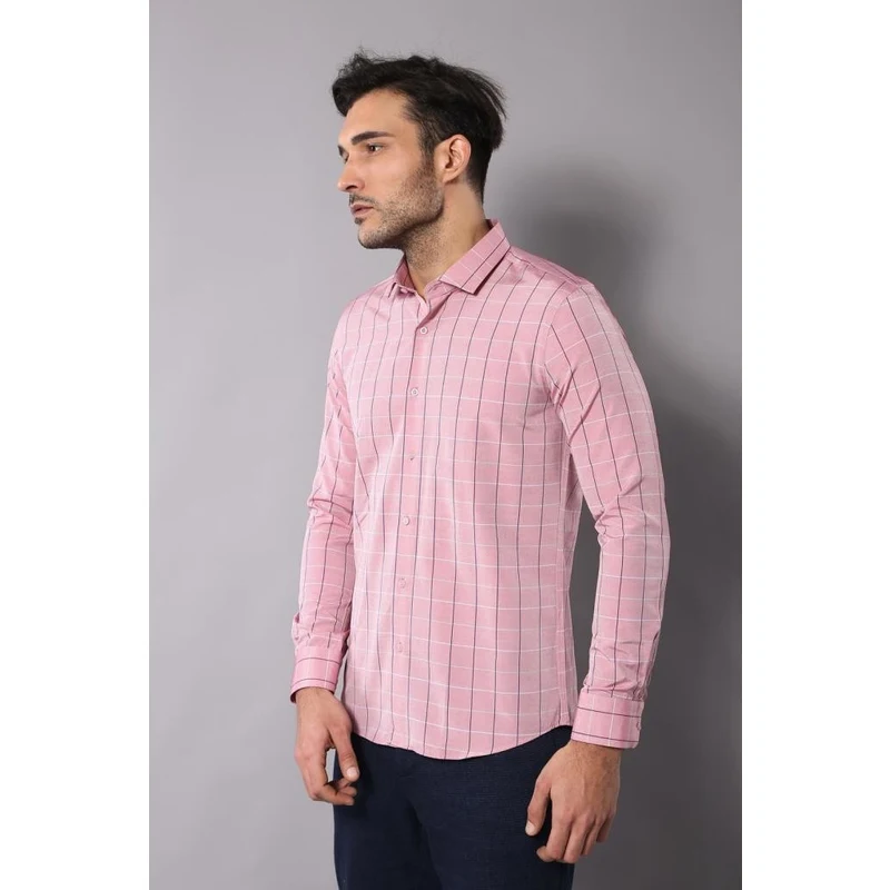 Pink Plaid Men's Shirt | Wessi