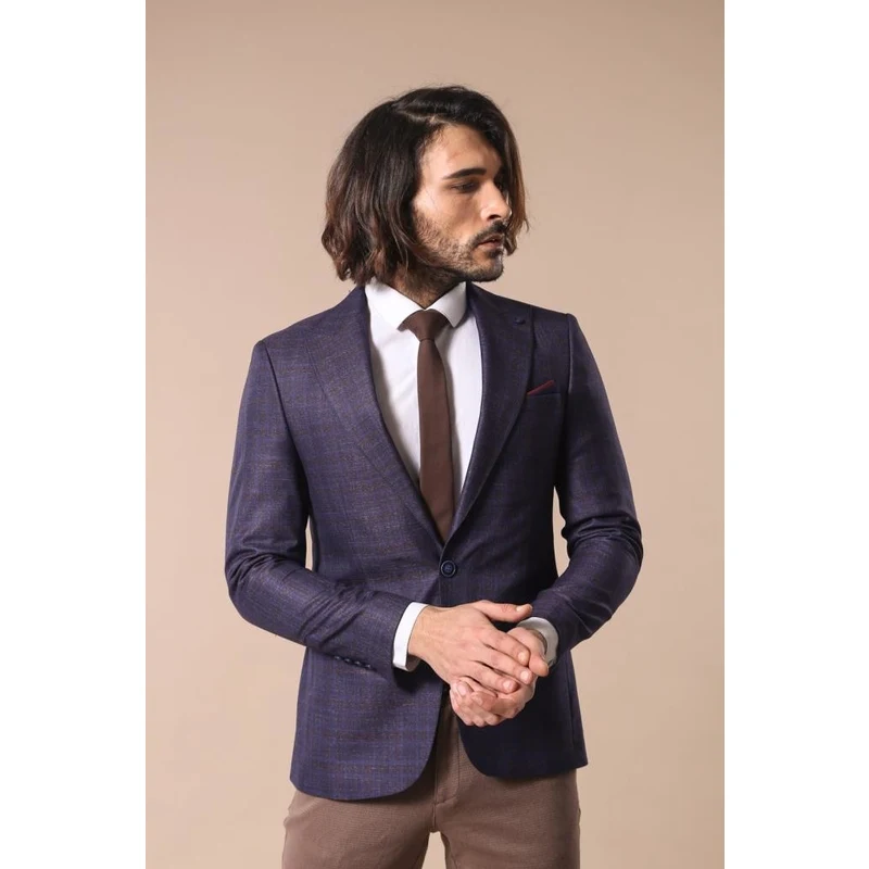 Wessi Single Button Double Vent Navy Blue Blazer
