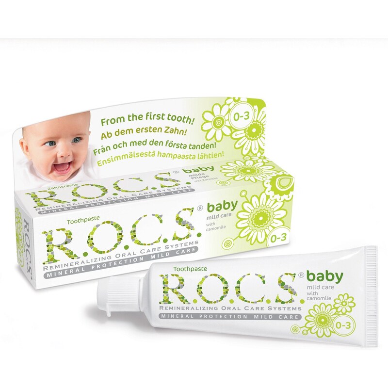 ROCS Baby Papatya Özlü Yutulabilir Diş Macunu 0-3 Yaş 35 ml