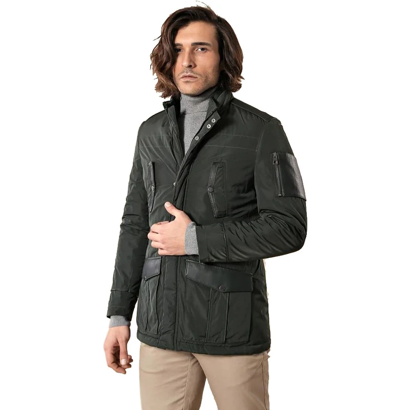 Wessi Leather Modeled Green Slim Fit Quilted Jacket Wessi Leather Modeled Green Slim Fit Quilted Jacket