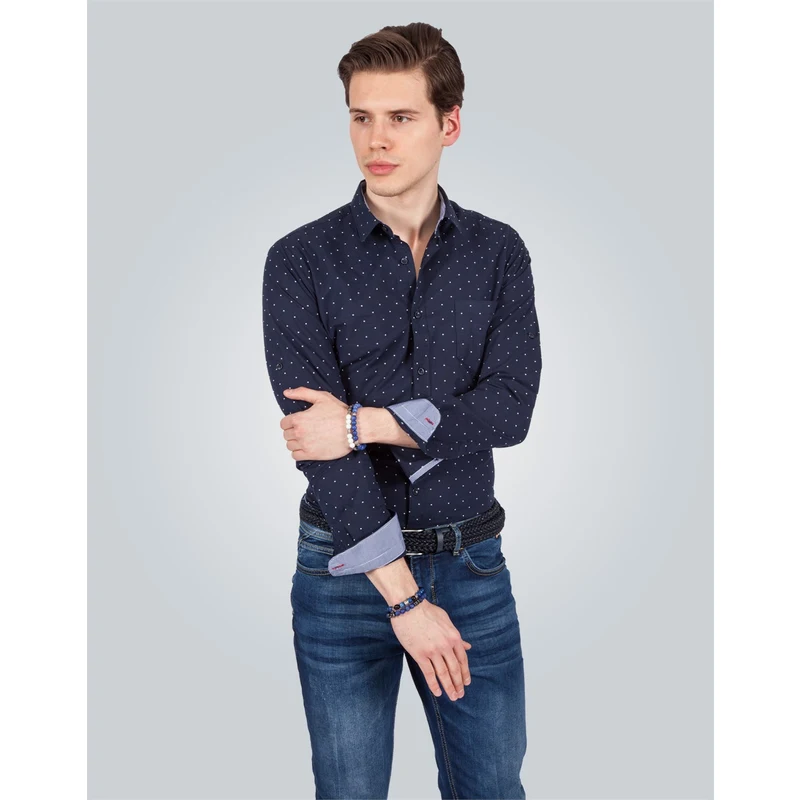 TUDORS Slim Fit Desenli Erkek Gömlek TUDORS Slim Fit Desenli Erkek Gömlek