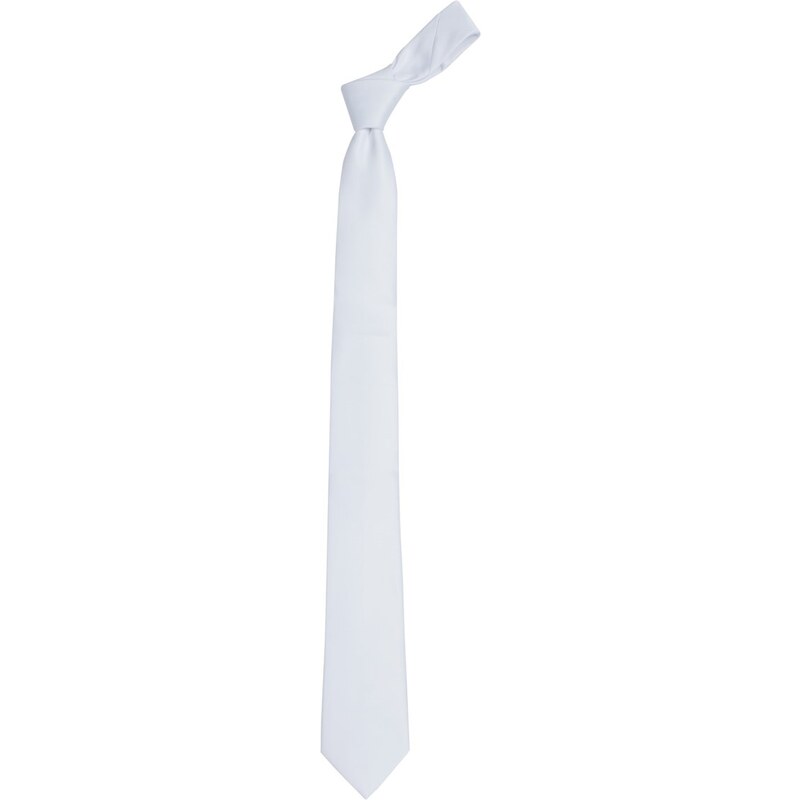 TUDORS Klasik Cep Mendilli Düz Beyaz Erkek Kravat
