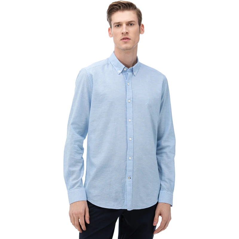 NAUTICA Erkek Mavi Slim Fit Gömlek