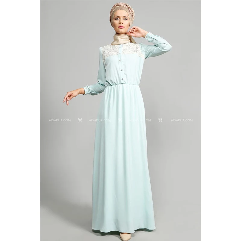 Alyadua Ulviye Portakal - Mint Dantelli Elbise