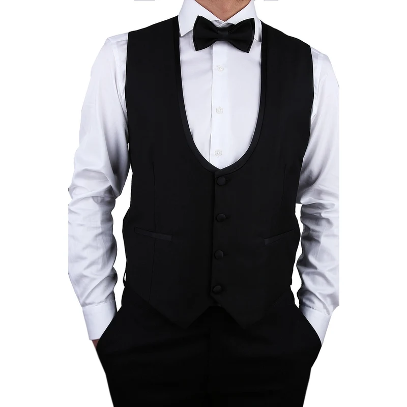 Kravatkolik Black Color Groom Vest YLK01