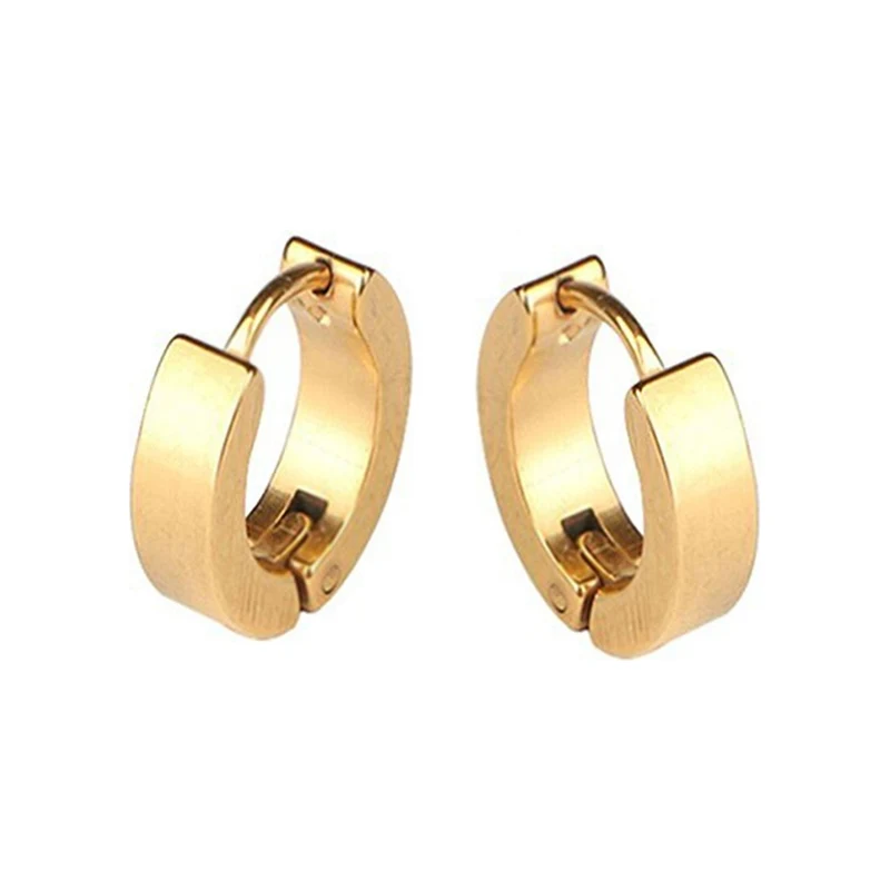 Kravatkolik Gold Color Hoop Unisex Steel Earrings EAR06