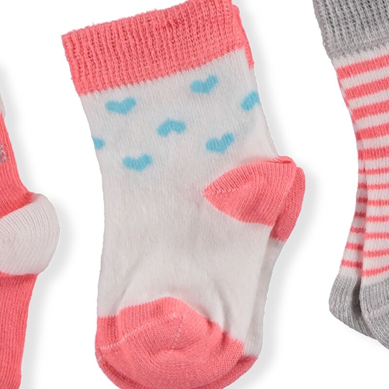 Aziz Bebe Pamuklu 3lü Bebek Çorap - Karışık Renkli