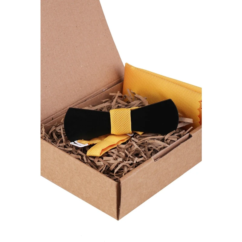 Kravatkolik Yellow Wooden Bow Tie AHP391