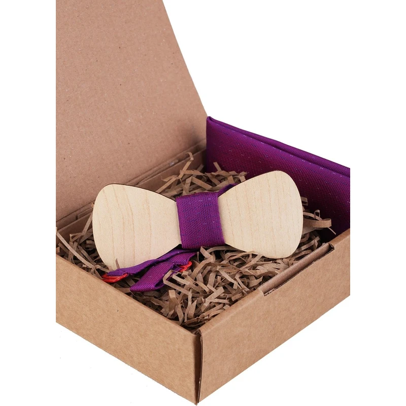 Kravatkolik Purple Wooden Bow Tie AHP427