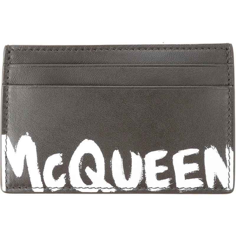 Alexander McQueen Erkekler İçin Kartlıklar Cüzdanlar Anahtarlıklar Siyah Deri 2023 Alexander McQueen Erkekler İçin Kartlıklar Cüzdanlar Anahtarlıklar Siyah Deri 2023