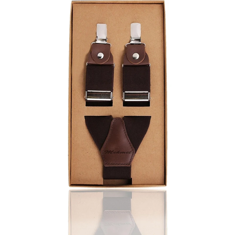 La Pescara Brown Color Personalized Custom Suspenders