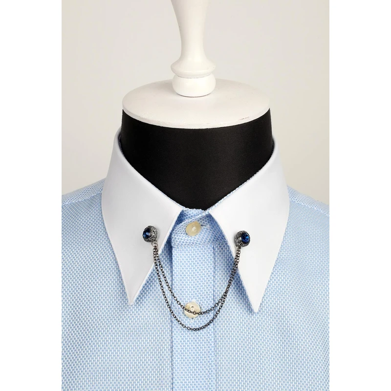 Kravatkolik Stony Chain Shirt Collar Pin GI052