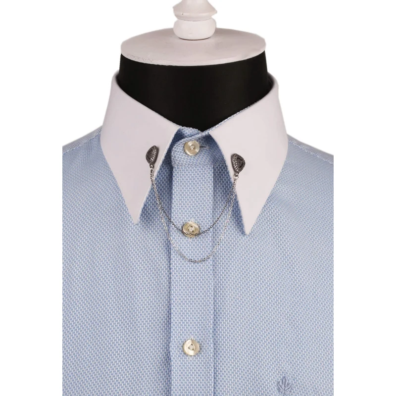 Kravatkolik Stony Chain Smoked Color Shirt Collar Pin GI137