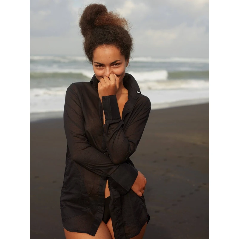 Luciee Sheer Shirt In Black
