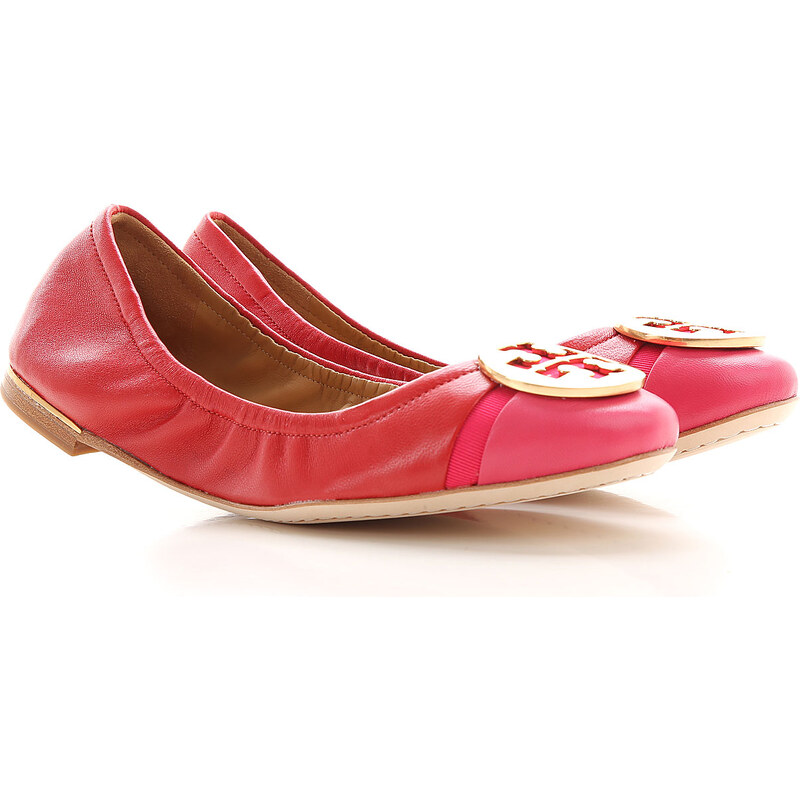 Tory Burch Kadınlar İçin Babet Ayakkabılar, Balerin Ayakkabıları, Düz Ayakkabılar Outlet’te İndirimli Satış, Kırmızı, Dana derisi, 2024, 5 6