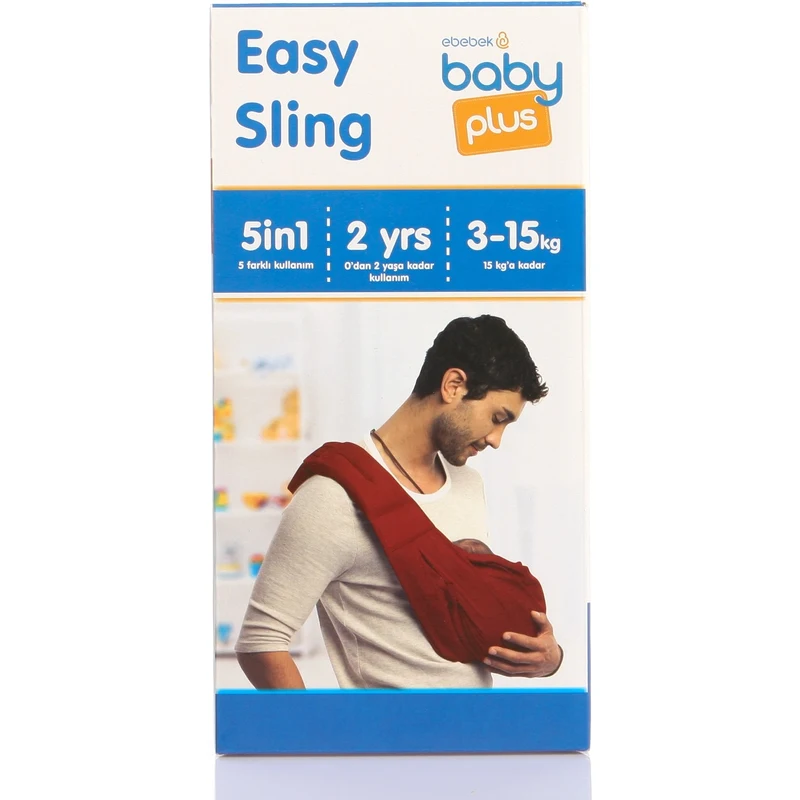 baby plus Easy Bebek Ana Kucağı Ev Tipi Kanguru Sling - Bordo