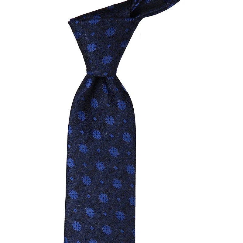 Kravatkolik Navy Blue Floral Pattern Classic Tie KK9485