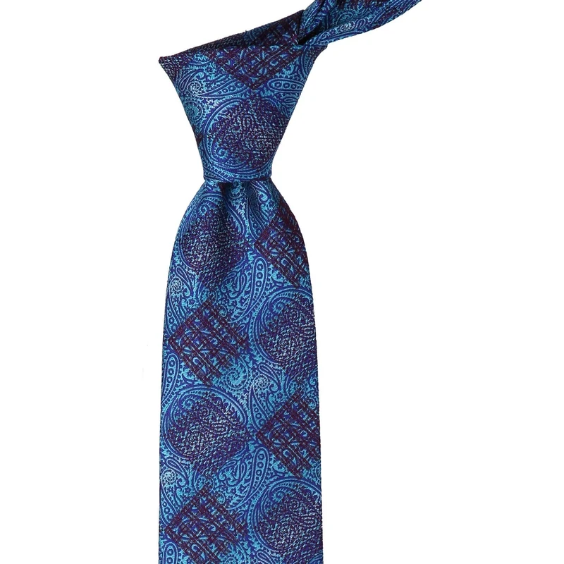 Kravatkolik Turquoise Patterned Classic Tie KK9521