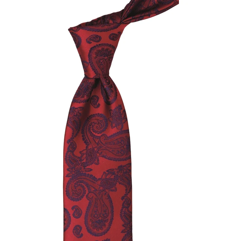 Kravatkolik Red Shawl Patterned Handkerchief Classic Tie KK9872