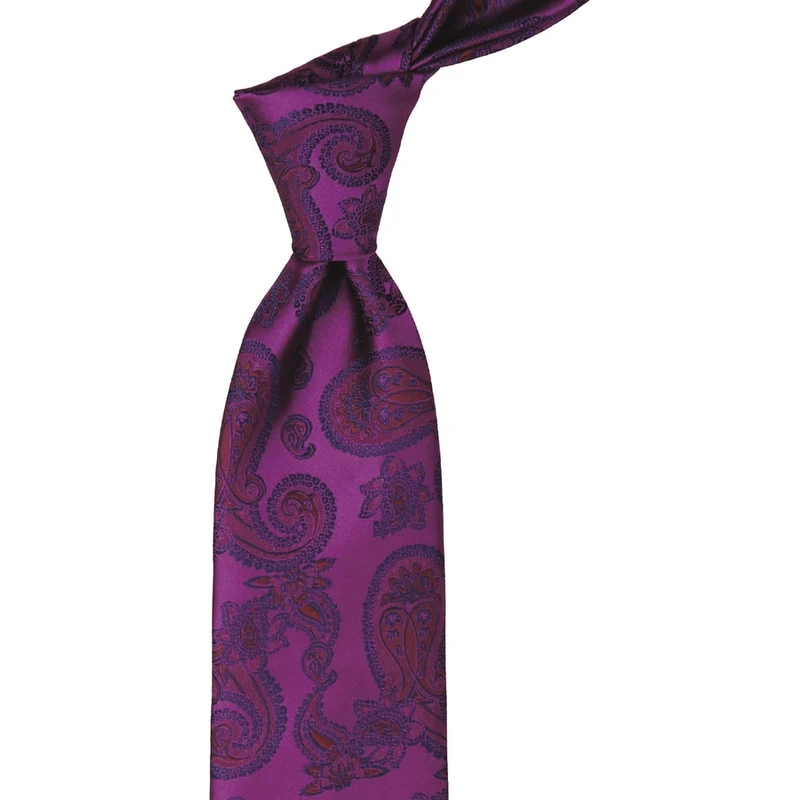 Kravatkolik Purple Shawl Patterned Handkerchief Classic Tie KK9874