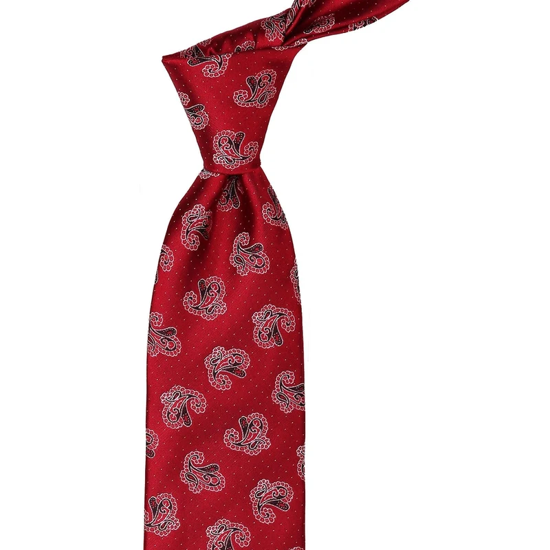 Kravatkolik Red Shawl Patterned Handkerchief Classic Tie KK9867