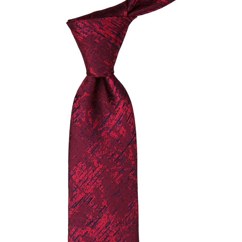 Kravatkolik Red Floral Pattern Handkerchief Classic Tie KK9771