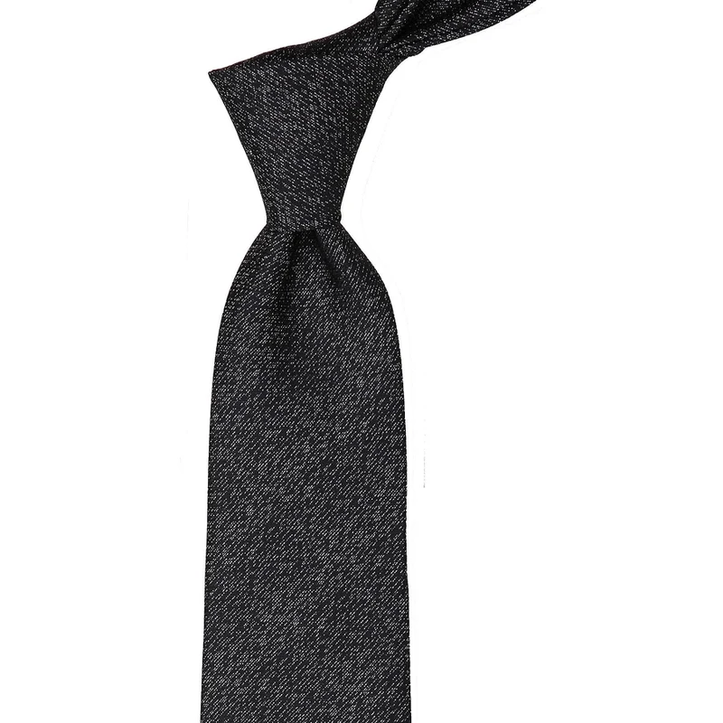 Kravatkolik Classic Tie With Black Sand Pattern Handkerchief KK9828