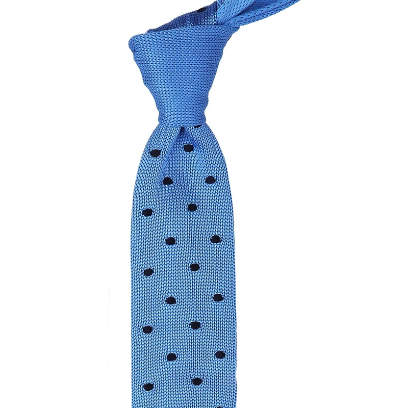 Kravatkolik Blue Polka Dot Knit Tie 8099