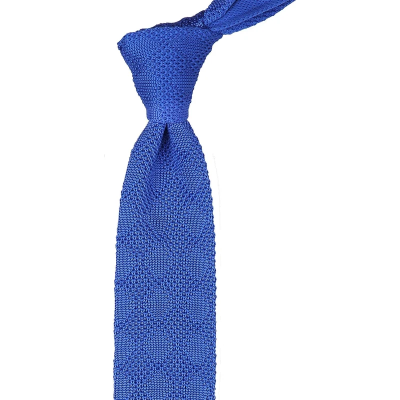 Kravatkolik Plain Blue Knit Tie 8103