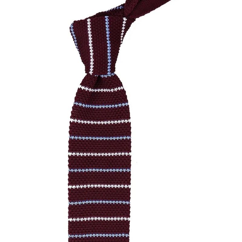 Kravatkolik Claret red striped knit tie 8194