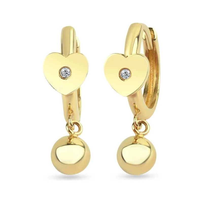 Yamachi Gold Top Sallantılı Kalp Huggy Gümüş Küpe Yamachi Gold Top Sallantılı Kalp Huggy Gümüş Küpe