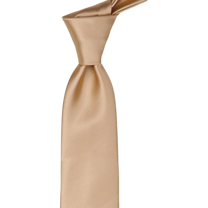 Kravatkolik Plain Satin Gold Tie With Handkerchief 1119